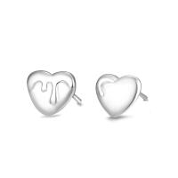 Sterling Silver Stud Earring, 925 Sterling Silver, Heart & for woman, silver color 