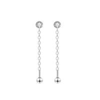 Cubic Zirconia Micro Pave Sterling Silver Earring, 925 Sterling Silver, fashion jewelry & micro pave cubic zirconia & for woman, silver color 