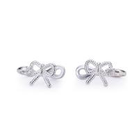 925 Sterling Silver Earring Cuff, Bowknot, fashion jewelry & for woman & hollow, silver color 