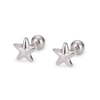 Sterling Silver Stud Earring, argent sterling 925, étoile, bijoux de mode & pour femme, argent Vendu par paire