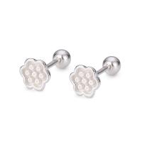 Sterling Silver Stud Earring, 925 Sterling Silver, Lotus Seedpod, fashion jewelry & for woman, silver color 