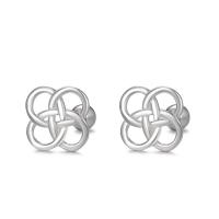 Sterling Silver Stud Earring, 925 Sterling Silver, Chinese Knot, fashion jewelry & for woman & hollow, silver color 