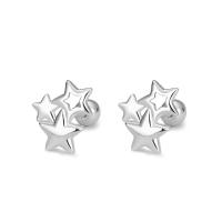 Sterling Silver Stud Earring, argent sterling 925, étoile, bijoux de mode & pour femme & creux, argent Vendu par paire