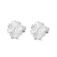 Sterling Silver Stud Earring, argent sterling 925, fleur, bijoux de mode & pour femme, argent Vendu par paire
