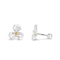 Sterling Silver Stud Earring, 925 Sterling Silver, Flower, fashion jewelry & for woman & with rhinestone, silver color 