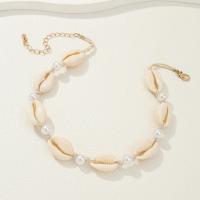 collar de aleación de Zinc de concha, con Nácar & Perlas plásticas, con 7cm extender cadena, Joyería & para mujer, longitud:aproximado 33 cm, Vendido por UD