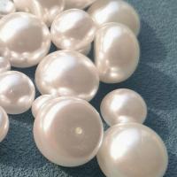 Imitation Pearl Plastic Beads, Plastic Pearl, Flat Round, DIY white 