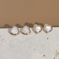 White Shell Earrings, Zinc Alloy, with White Lip Shell, fashion jewelry & for woman [