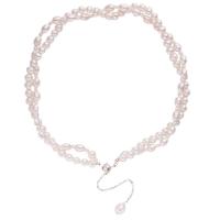 Sterling Silver Pearl Necklace, Freshwater Pearl, with 925 Sterling Silver, with 7cm extender chain, Natural & Double Layer & fashion jewelry & for woman, white cm 