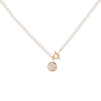 Natural Freshwater Pearl Necklace, with Zinc Alloy, 14K gold plated, fashion jewelry & for woman, two different colored cm 
