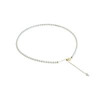 Natural Freshwater Pearl Necklace, with Zinc Alloy, with 7cm extender chain, Rice, 18K gold plated, fashion jewelry & for woman, two different colored, 3-4mm cm 