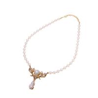 Natural Freshwater Pearl Necklace, with Zinc Alloy, 18K gold plated, fashion jewelry & for woman 6-7mm cm 
