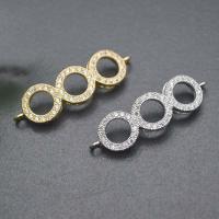 Cubic Zirconia Micro Pave Brass Connector, Donut, plated, DIY & micro pave cubic zirconia & 1/1 loop & hollow 
