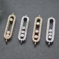 Cubic Zirconia Micro Pave Brass Connector, plated, DIY & micro pave cubic zirconia & 1/1 loop & hollow 