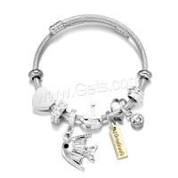 Stainless Steel  European Bracelets, Titanium Steel, with Brass & Zinc Alloy, Fish, plated, fashion jewelry & for woman & enamel & with rhinestone inner ~68mm 