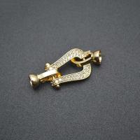 Brass Hook and Eye Clasp, gold color plated, DIY & micro pave cubic zirconia 
