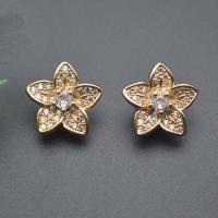 Brass Spacer Beads, Flower, gold color plated, DIY & micro pave cubic zirconia [