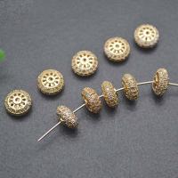 Brass Spacer Beads, Flat Round, plated, DIY & micro pave cubic zirconia 