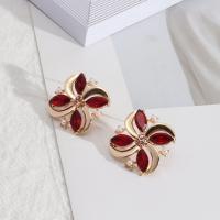Zircon cubique (CZ) Stud Earring, alliage de zinc, fleur, bijoux de mode & pavé de micro zircon & pour femme, plus de couleurs à choisir, 28mm, Vendu par paire