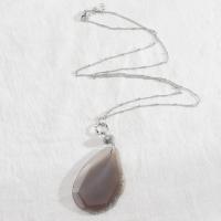 Grey Agate Necklace, Zinc Alloy, with Grey Agate, fashion jewelry & for woman Approx 29.13 Inch [