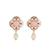 Gemstone Drop Earring, Zinc Alloy, fashion jewelry & for woman, 50mm 