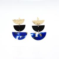 Resin Zinc Alloy Earring, with Wood & Resin, fashion jewelry & for woman 