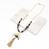 Fashion Fringe Necklace, Zinc Alloy, with Glass, fashion jewelry & for woman Approx 24.8 Inch 