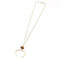 Zinc Alloy Sweater Chain Necklace, with Tiger Eye, fashion jewelry & for woman Approx 27.55 Inch [