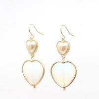 Gemstone Drop Earring, Zinc Alloy, with Moonstone & Plastic Pearl, fashion jewelry & for woman, 50mm 