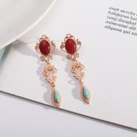 Boucle d'oreille en demi-gemme , alliage de zinc, bijoux de mode & différents matériaux pour le choix & pour femme, plus de couleurs à choisir, 74mm, Vendu par paire