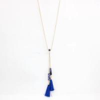 Мода Fringe Neckalace, цинковый сплав, с Синий камень спекл, ювелирные изделия моды & Женский, длина:Приблизительно 24.4 дюймовый, продается PC
