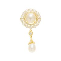 Freshwater Pearl Brooch, Brass, with Freshwater Pearl, fashion jewelry & micro pave cubic zirconia & for woman 