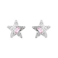 Cubic Zirconia Micro Pave Brass Earring, Star, platinum plated, fashion jewelry & micro pave cubic zirconia & for woman [