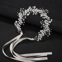 Headband, Zinc Alloy, with Plastic Pearl, fashion jewelry & for woman & with rhinestone 270mm [