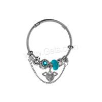Stainless Steel  European Bracelets, Titanium Steel, with Crystal & Zinc Alloy, Angel Wing, silver color plated, fashion jewelry & for woman & with rhinestone Inner Approx 55mm 