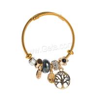 Stainless Steel  European Bracelets, Titanium Steel, with Zinc Alloy, Tree, plated, fashion jewelry & for woman & enamel & with rhinestone Approx 22 cm 