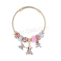 Stainless Steel  European Bracelets, Titanium Steel, with Zinc Alloy, gold color plated, fashion jewelry & for woman & enamel & with rhinestone Inner Approx 60mm 