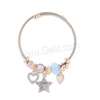 Stainless Steel  European Bracelets, Titanium Steel, with Zinc Alloy, gold color plated, fashion jewelry & for woman & with rhinestone Inner Approx 55mm 