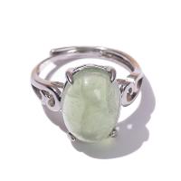 Edelstein Messing Finger Ring, mit Buntes Fluorit, oval, plattiert, Modeschmuck & für Frau, Zufällige Farbe, 10x13mm, Innendurchmesser:ca. 17mm, verkauft von PC