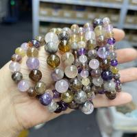 Quartz Bracelets, Amethyst, with Clear Quartz, Round, fashion jewelry & for woman, mixed colors Approx 18 cm 