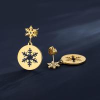Titanium Steel Earrings, Snowflake, Vacuum Ion Plating, fashion jewelry & for woman, gold 
