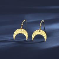 Titanium Steel Earrings, Moon, Vacuum Ion Plating, fashion jewelry & for woman, gold 