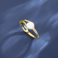 Titanium Steel Finger Ring, with Shell, Vacuum Ion Plating, fashion jewelry & for woman, gold, 6.6mm [