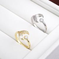 Rhinestone Brass Finger Ring, Vacuum Ion Plating, fashion jewelry & for woman & with rhinestone 