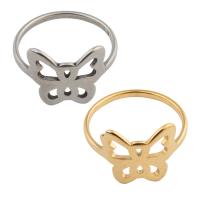Stainless Steel Finger Ring, 304 Stainless Steel, Butterfly, plated, Unisex US Ring .5 