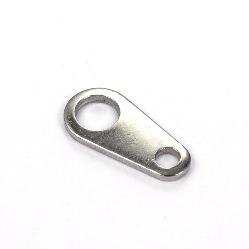 304 Stainless Steel Chain Tab, Teardrop, 1/1 loop, original color, 3x6x0.5mm, Hole:Approx 2mm, 1.5mm, 50000PCs/Bag, Sold By Bag