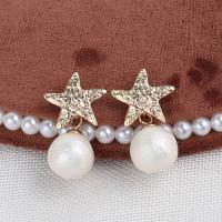 Plastic Pearl Zinc Alloy Earring, with Plastic Pearl, fashion jewelry & for woman 35mm [