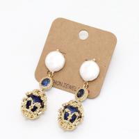 Plastic Pearl Zinc Alloy Earring, with Natural Stone & Plastic Pearl, fashion jewelry & for woman, 55mm [