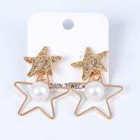 Plastic Pearl Zinc Alloy Earring, with Plastic Pearl, Star, fashion jewelry & for woman, 50mm 