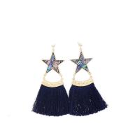 Fashion Tassel Earring, Zinc Alloy, with Cotton Thread, fashion jewelry & for woman 85mm 